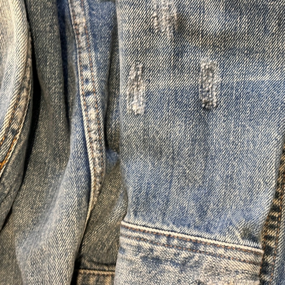 MADEWELL XXS Distressed Jean Jacket Medium Wash Denim C5791 Cotton Trucker - Picture 9 of 10